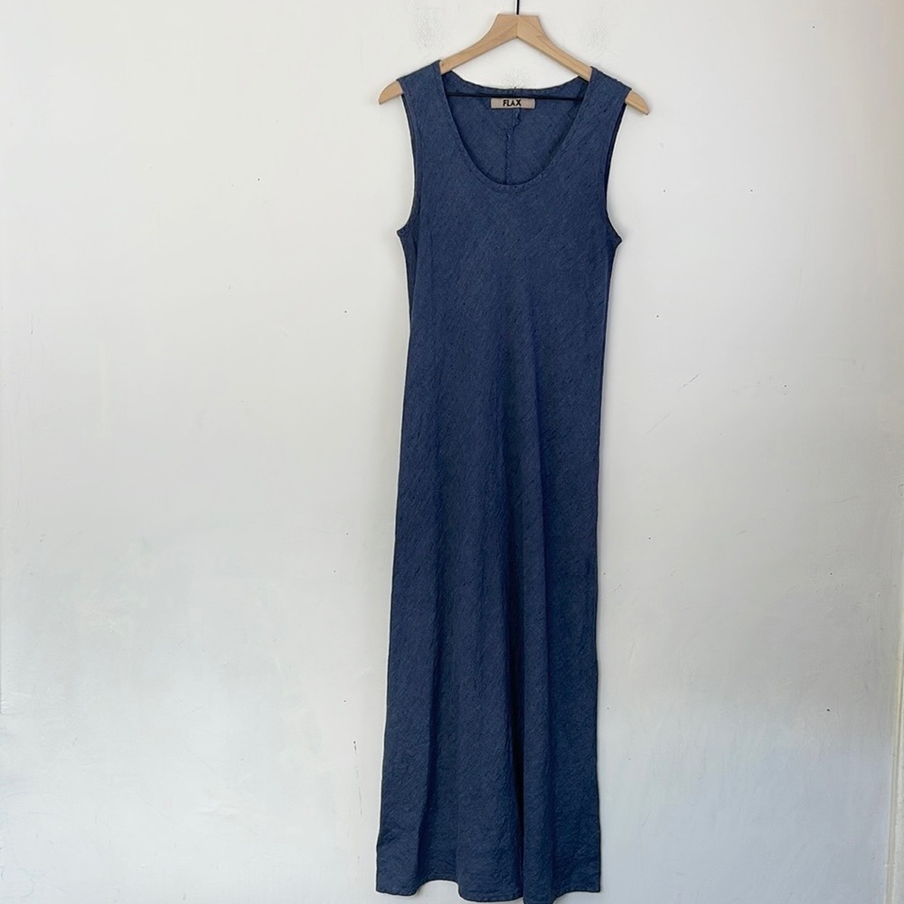 Flax Linen Maxi Dress Lagenlook Dress Bias Cut Size Medium